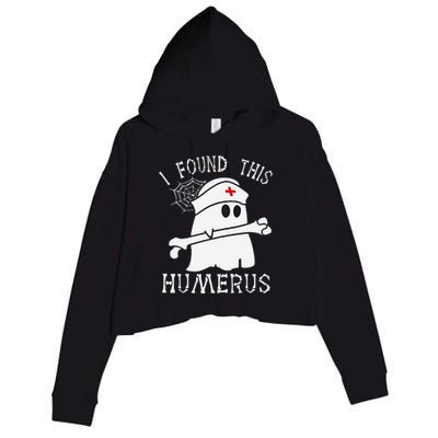 I Found This Humerus Funny Ghost Nurse Halloween Crop Fleece Hoodie