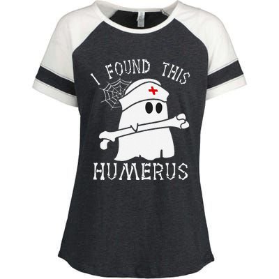 I Found This Humerus Funny Ghost Nurse Halloween Enza Ladies Jersey Colorblock Tee