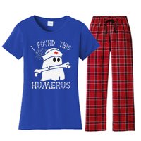 I Found This Humerus Funny Ghost Nurse Halloween Women's Flannel Pajama Set