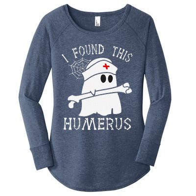 I Found This Humerus Funny Ghost Nurse Halloween Women's Perfect Tri Tunic Long Sleeve Shirt