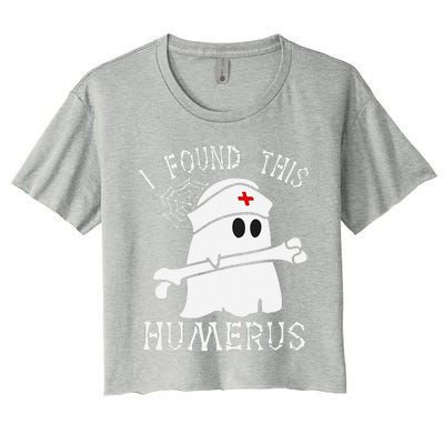 I Found This Humerus Funny Ghost Nurse Halloween Women's Crop Top Tee