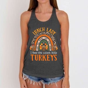 I Feed The Cutest Little Turkeys Thanksgiving Lunch Lady Women's Knotted Racerback Tank