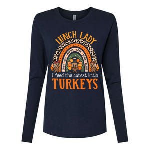 I Feed The Cutest Little Turkeys Thanksgiving Lunch Lady Womens Cotton Relaxed Long Sleeve T-Shirt