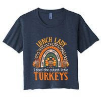 I Feed The Cutest Little Turkeys Thanksgiving Lunch Lady Women's Crop Top Tee