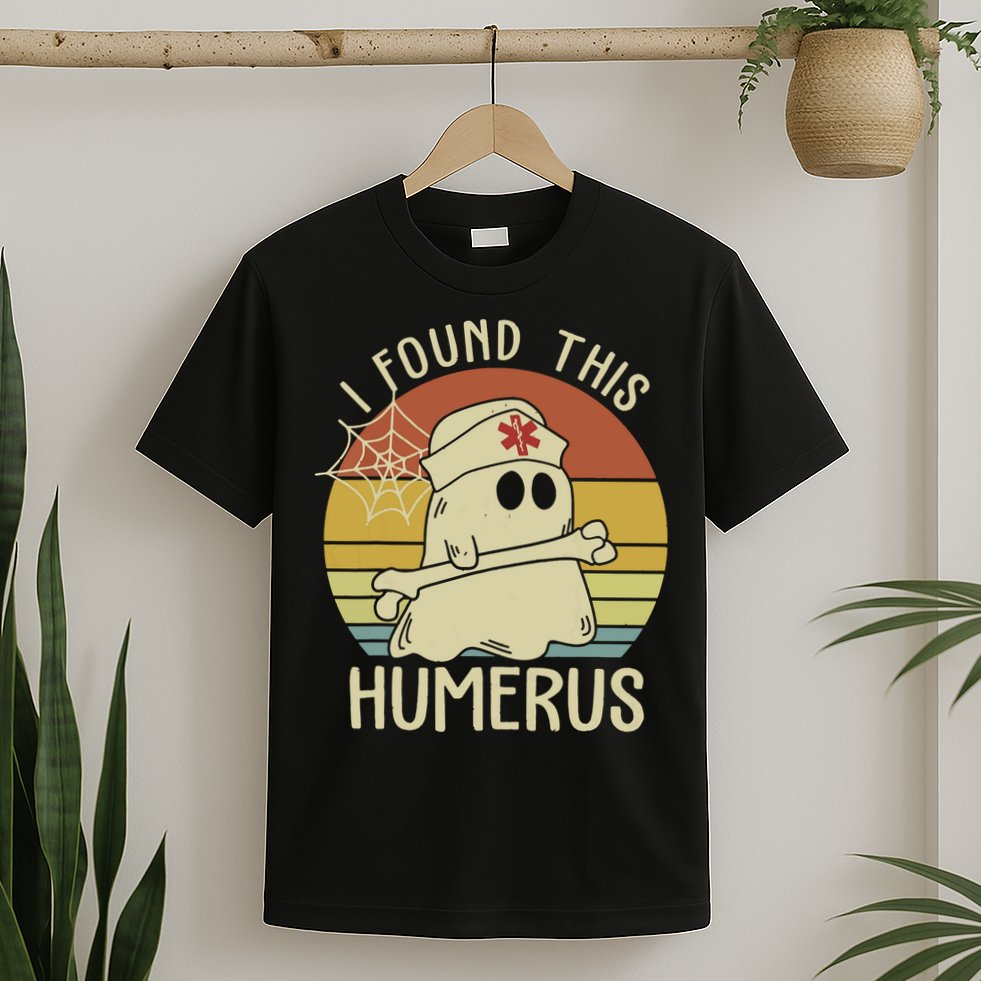 I Found This Humerus Halloween Nurse Nursing Ghost Humorous T-Shirt
