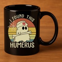 I Found This Humerus Halloween Nurse Nursing Ghost Humorous 11oz C Handle Ceramic Mug