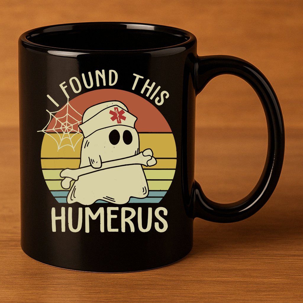 I Found This Humerus Halloween Nurse Nursing Ghost Humorous 11oz C Handle Ceramic Mug