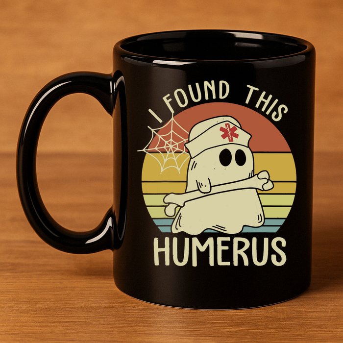 I Found This Humerus Halloween Nurse Nursing Ghost Humorous 11oz C Handle Ceramic Mug