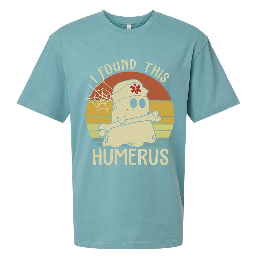 I Found This Humerus Halloween Nurse Nursing Ghost Humorous Sueded Cloud Jersey T-Shirt