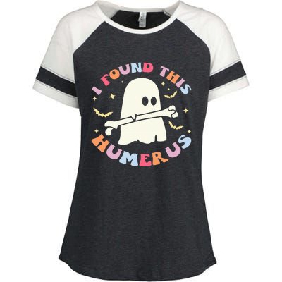 I Found This Humerus Bone Funny Halloween Ghost Nurse Doctor Enza Ladies Jersey Colorblock Tee