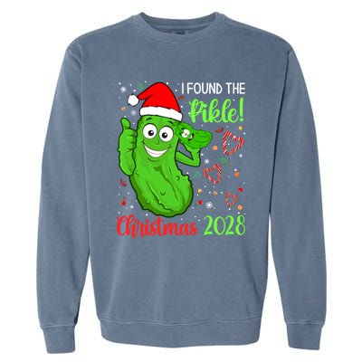 I Found The Pickle Christmas 2028 Funny Xmas Party Gift Garment-Dyed Sweatshirt