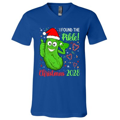 I Found The Pickle Christmas 2028 Funny Xmas Party Gift V-Neck T-Shirt