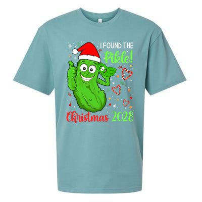 I Found The Pickle Christmas 2028 Funny Xmas Party Gift Sueded Cloud Jersey T-Shirt