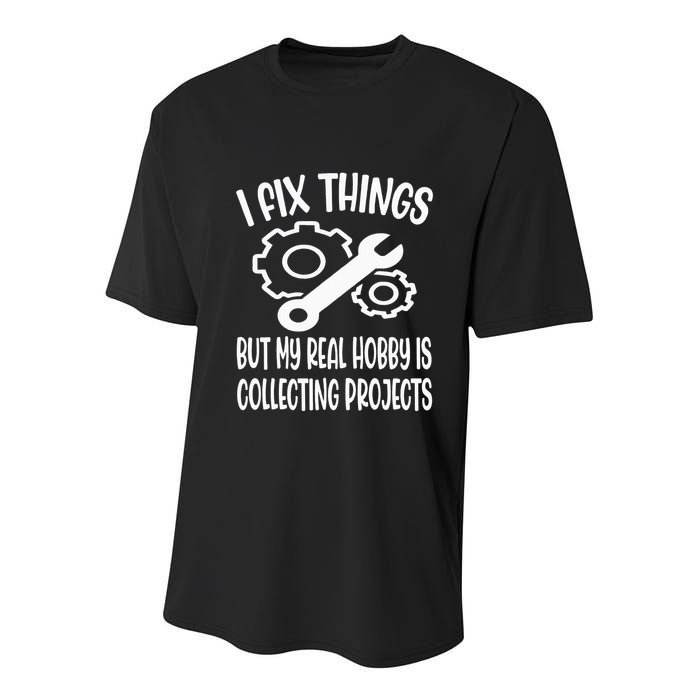 I fix things but my Hobby is Collecting Projects Mechanic Youth Performance Sprint T-Shirt