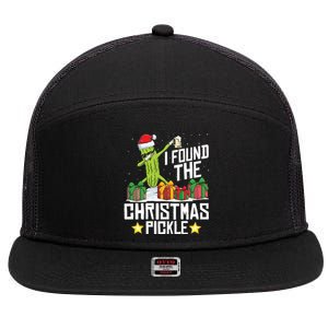 I Found The Christmas Pickle Funny Pickle Dabbing Dill Funny Gift 7 Panel Mesh Trucker Snapback Hat