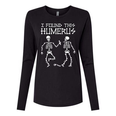 I Found This Humerus Funny Halloween Skeletons Womens Cotton Relaxed Long Sleeve T-Shirt