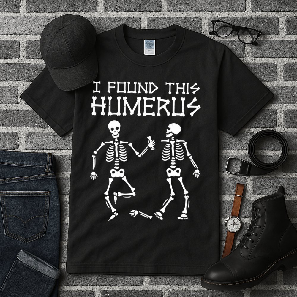 I Found This Humerus Funny Halloween Skeletons Tall T-Shirt