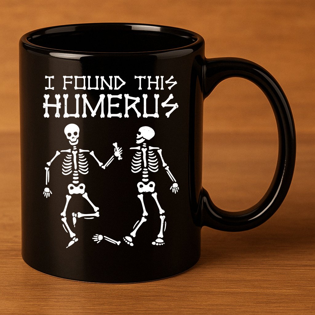I Found This Humerus Funny Halloween Skeletons 11oz C Handle Ceramic Mug