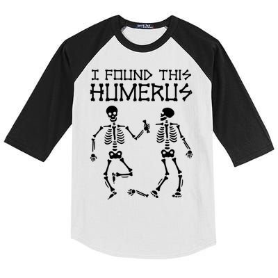 I Found This Humerus Funny Halloween Skeletons Kids Colorblock Raglan Jersey