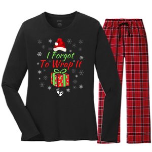 I Forgot To Wrap It Adult Humor Christmas Pregnancy Reveal Christmas Baby Women's Long Sleeve Flannel Pajama Set 