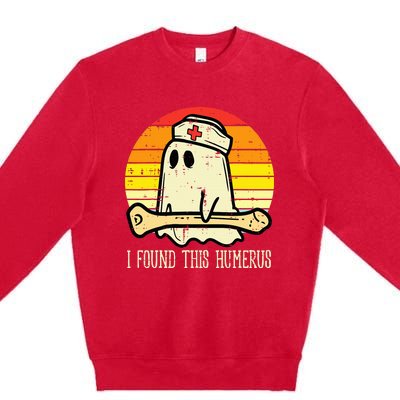 I Found This Humerus Funny Halloween Nurse Fall Scrub Premium Crewneck Sweatshirt