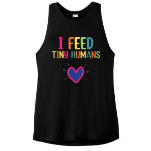 I Feed Tiny Humans Funny Lunch Lady Ladies PosiCharge Tri-Blend Wicking Tank