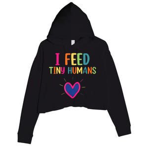 I Feed Tiny Humans Funny Lunch Lady Crop Fleece Hoodie