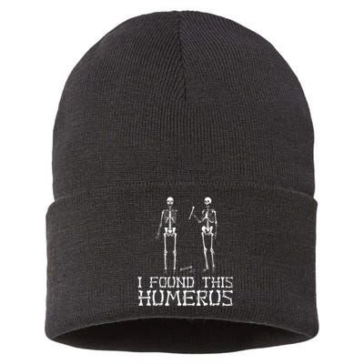 I Found This Humerus Funny Pun Funny Skeleton Sustainable Knit Beanie