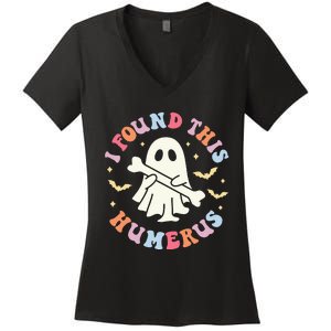 I Found This Humerus Pun Joke Humorous Halloween Costume Women's V-Neck T-Shirt