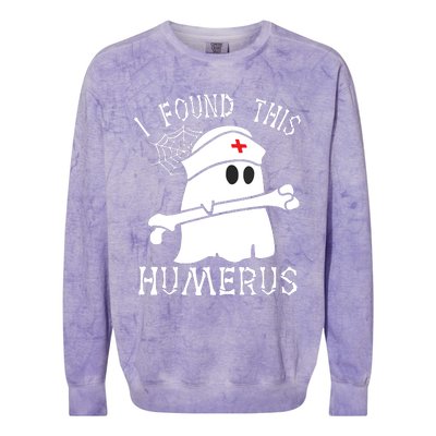 I Found This Humerus Funny Ghost Nurse Halloween Colorblast Crewneck Sweatshirt