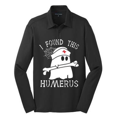 I Found This Humerus Funny Ghost Nurse Halloween Silk Touch Performance Long Sleeve Polo