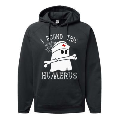 I Found This Humerus Funny Ghost Nurse Halloween Performance Fleece Hoodie