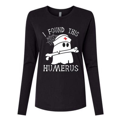 I Found This Humerus Funny Ghost Nurse Halloween Womens Cotton Relaxed Long Sleeve T-Shirt