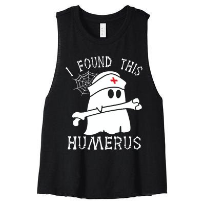 I Found This Humerus Funny Ghost Nurse Halloween Women's Racerback Cropped Tank