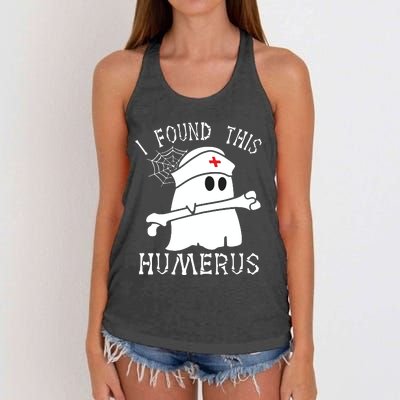 I Found This Humerus Funny Ghost Nurse Halloween Women's Knotted Racerback Tank