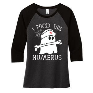 I Found This Humerus Funny Ghost Nurse Halloween Women's Tri-Blend 3/4-Sleeve Raglan Shirt