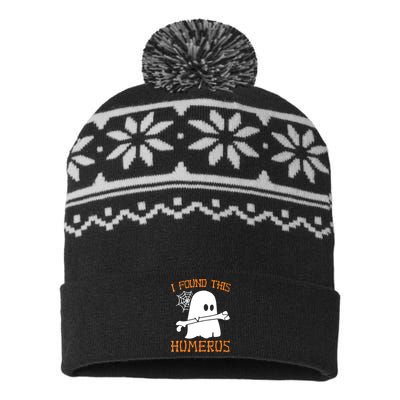 I Found This Halloween Humerus Funny Ghost Skeleton USA-Made Snowflake Beanie