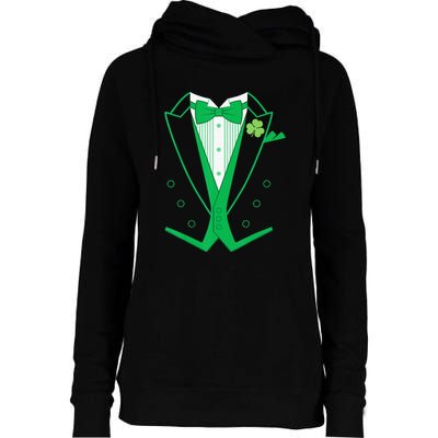 Irish Formal Tuxedo Funny St. Patrick's Day Womens Funnel Neck Pullover Hood