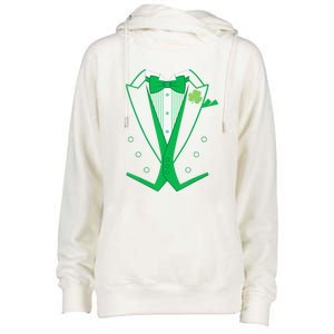 Irish Formal Tuxedo Funny St. Patrick's Day Womens Funnel Neck Pullover Hood