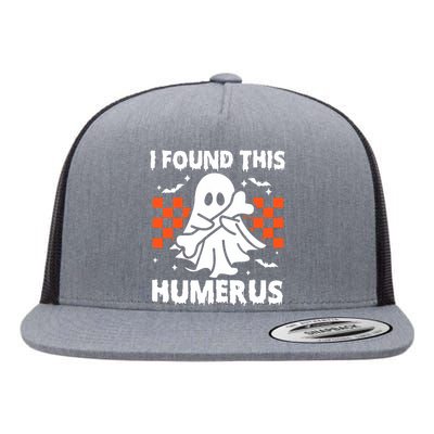 I Found This Humerus Funny Halloween Ghost Skeleton Flat Bill Trucker Hat