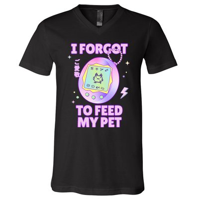 I Forgot To Feed My Pet Virtual Japanese 90s Pastel V-Neck T-Shirt