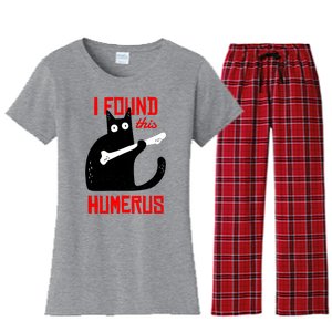 I Found This Humerus Funny Cat Anatomy Women's Flannel Pajama Set