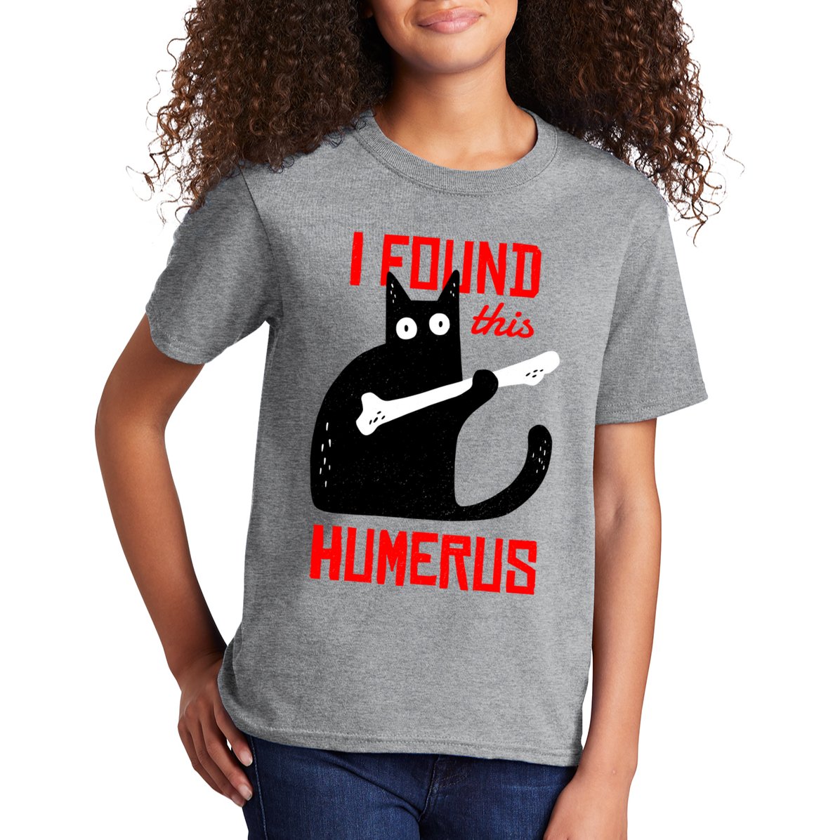 I Found This Humerus Funny Cat Anatomy Kids T-Shirt