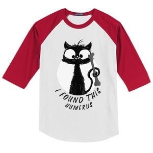 I Found This Humerus T Funny Cartoon Cat Women Kids Colorblock Raglan Jersey