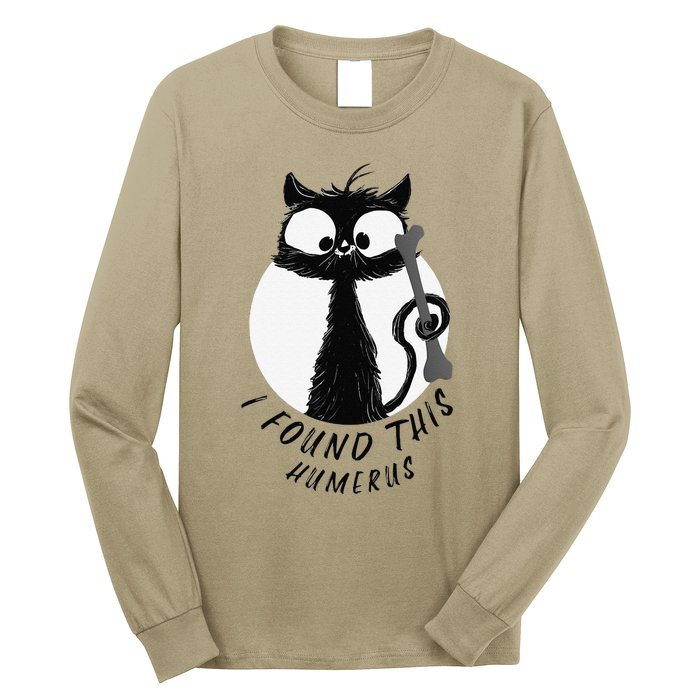 I Found This Humerus T Funny Cartoon Cat Women Long Sleeve Shirt