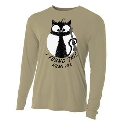 I Found This Humerus T Funny Cartoon Cat Women Cooling Performance Long Sleeve Crew