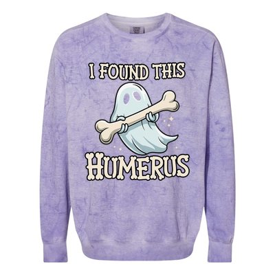 I Found This Humerus Halloween Ghost Bone Humorous Funny Colorblast Crewneck Sweatshirt