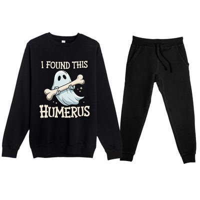 I Found This Humerus Halloween Ghost Bone Humorous Funny Premium Crewneck Sweatsuit Set