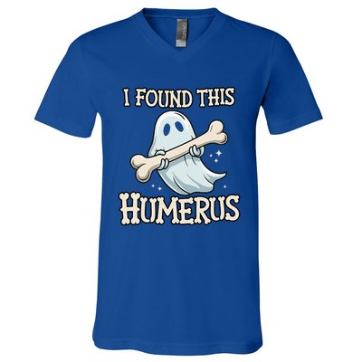 I Found This Humerus Halloween Ghost Bone Humorous Funny V-Neck T-Shirt