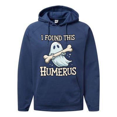 I Found This Humerus Halloween Ghost Bone Humorous Funny Performance Fleece Hoodie